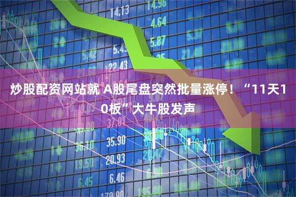 炒股配资网站就 A股尾盘突然批量涨停！“11天10板”大牛股发声